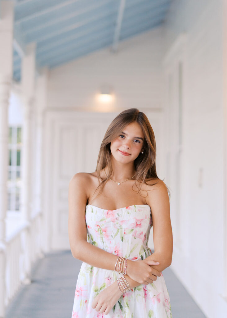 Editorial-inspired Austin senior photo at Mattie’s captured on 35mm film