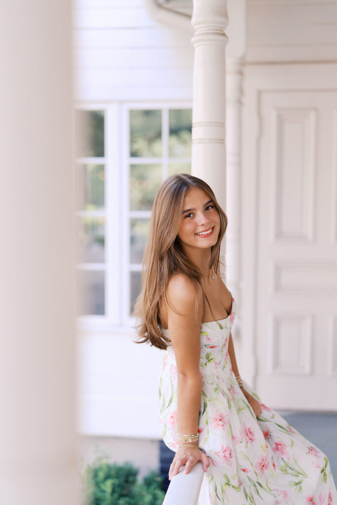 Editorial-inspired Austin senior photo at Mattie’s captured on 35mm film