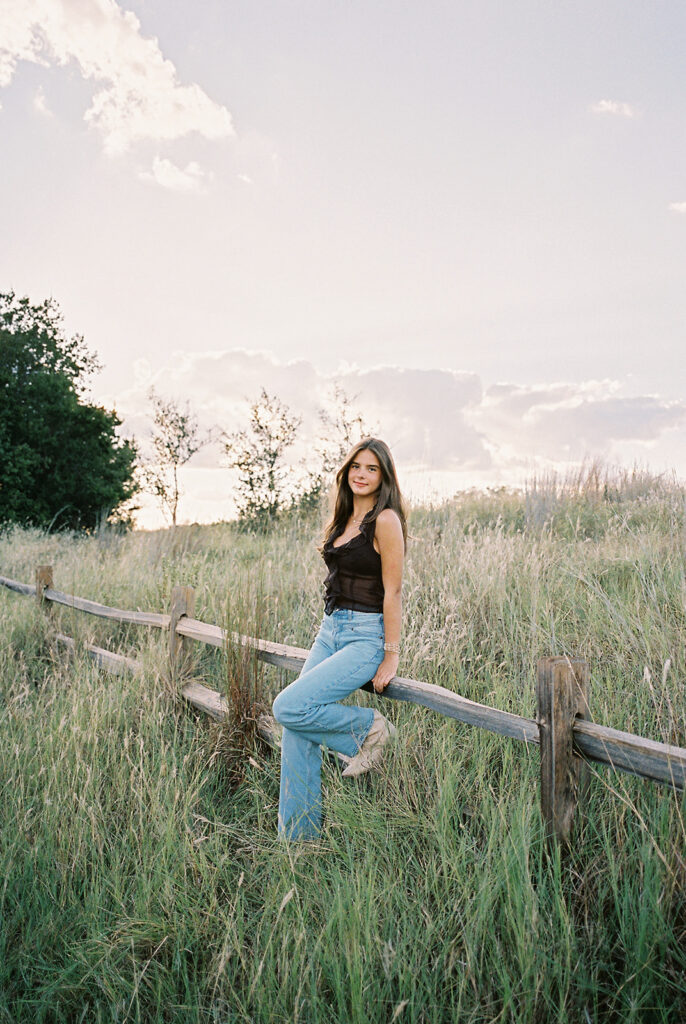 Sunset film portrait of Julep at Commons Ford during her senior photography session in Austin TX