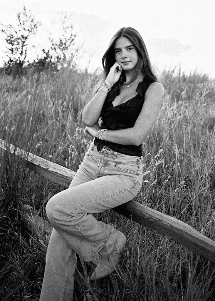 Sunset film portrait of Julep at Commons Ford during her senior photography session in Austin TX