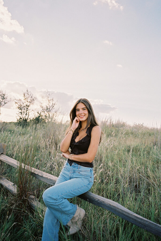 Sunset film portrait of Julep at Commons Ford during her senior photography session in Austin TX