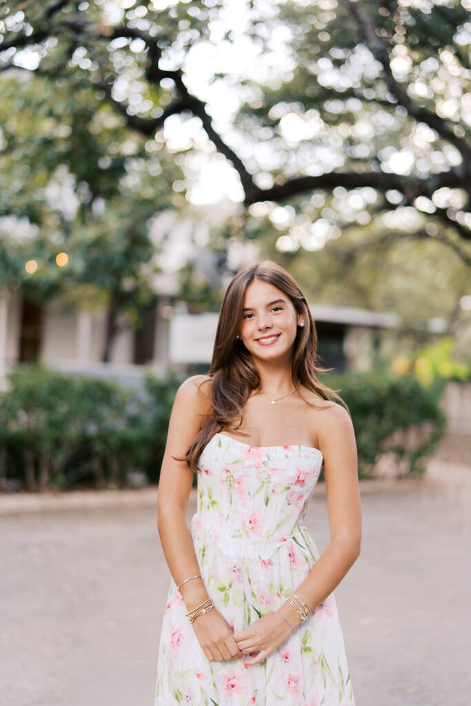 Editorial-inspired Austin senior photo at Mattie’s captured on 35mm film