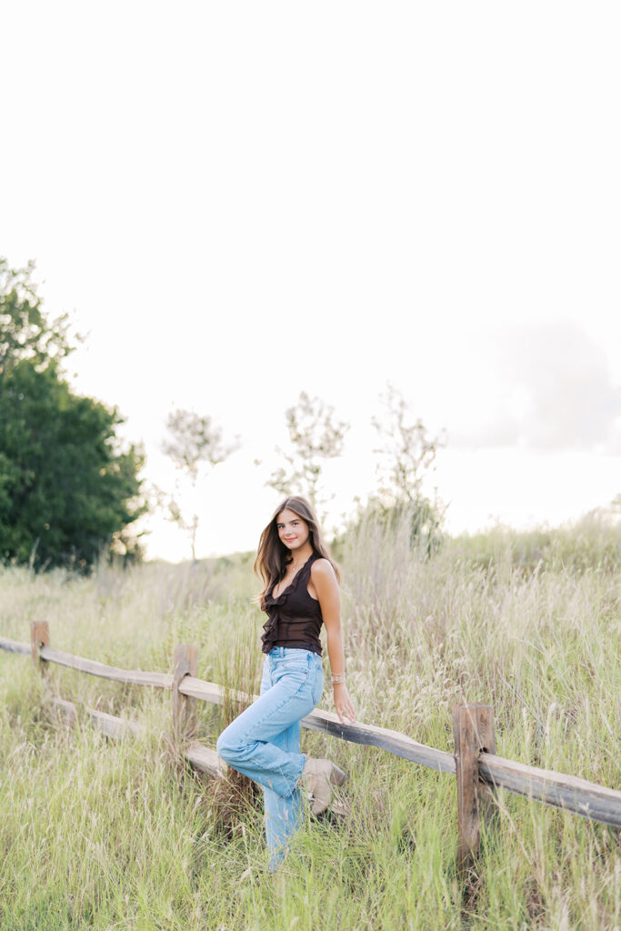 Sunset film portrait of Julep at Commons Ford during her senior photography session in Austin TX