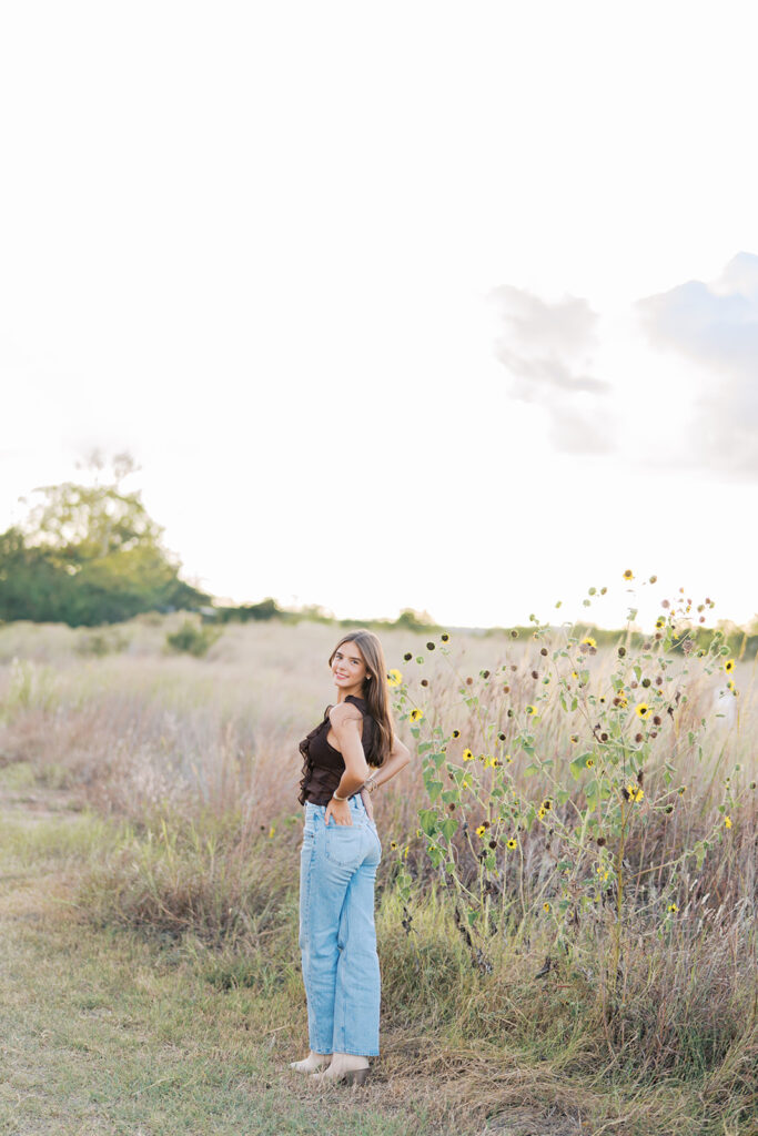Sunset film portrait of Julep at Commons Ford during her senior photography session in Austin TX