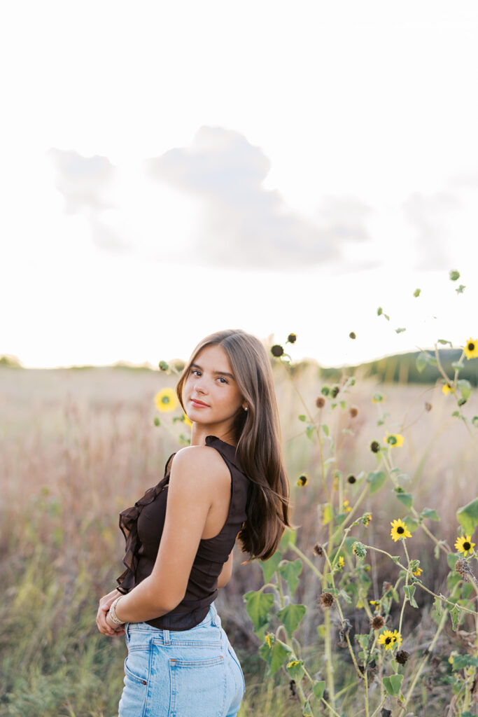 Sunset film portrait of Julep at Commons Ford during her senior photography session in Austin TX