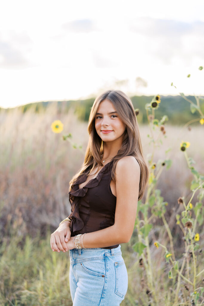 Sunset film portrait of Julep at Commons Ford during her senior photography session in Austin TX