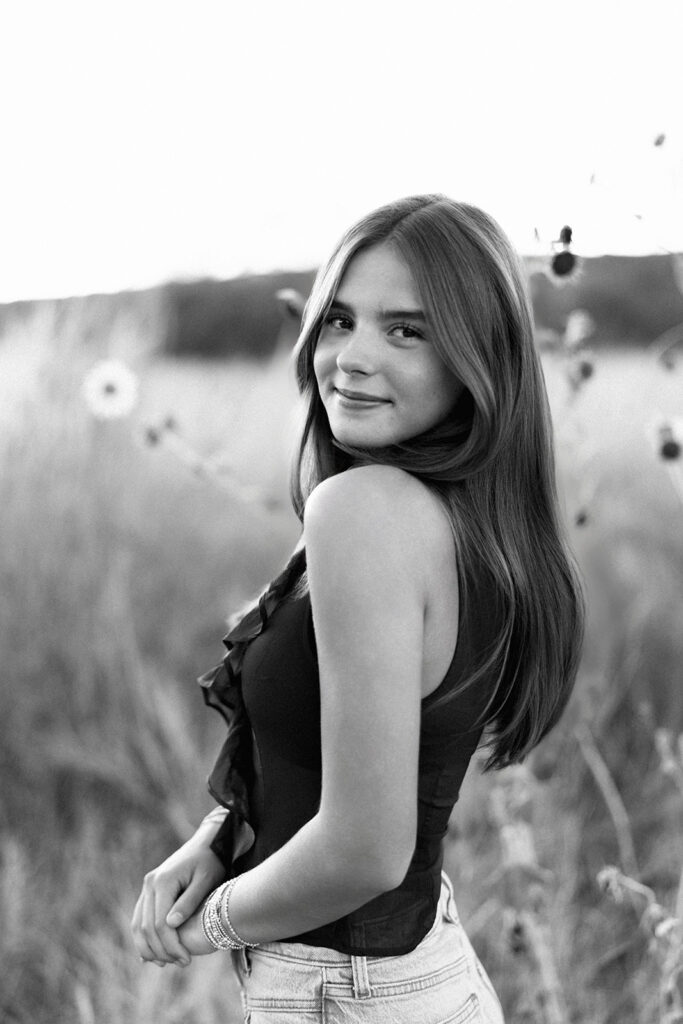 Sunset film portrait of Julep at Commons Ford during her senior photography session in Austin TX