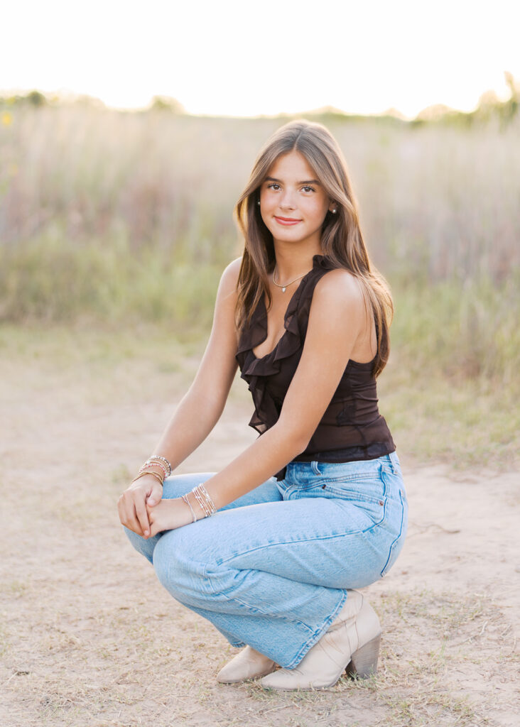 Sunset film portrait of Julep at Commons Ford during her senior photography session in Austin TX