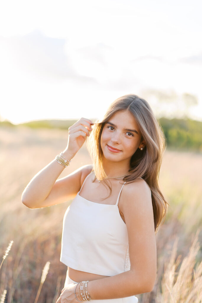 Sunset film portrait of Julep at Commons Ford during her senior photography session in Austin TX