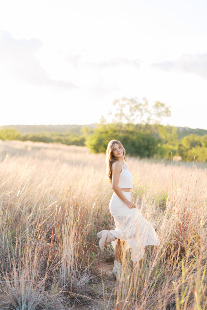 Sunset film portrait of Julep at Commons Ford during her senior photography session in Austin TX