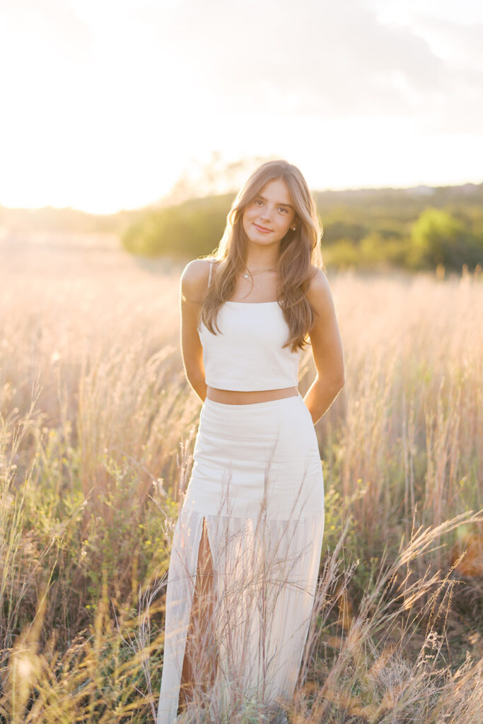 Sunset film portrait of Julep at Commons Ford during her senior photography session in Austin TX