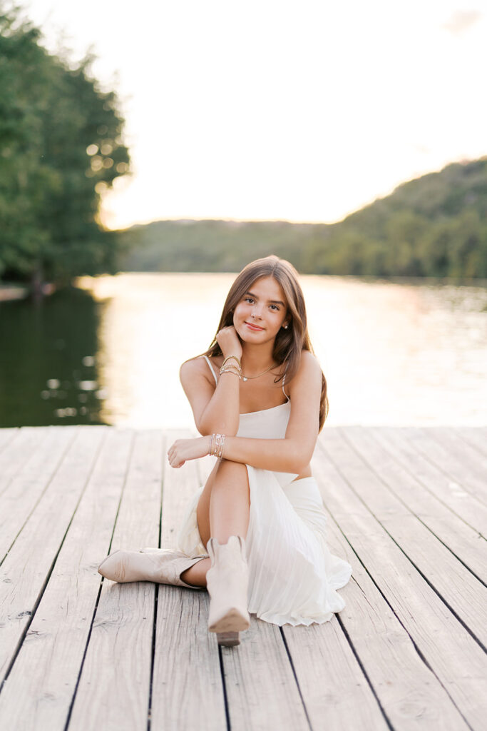 Sunset film portrait of Julep at Commons Ford during her senior photography session in Austin TX