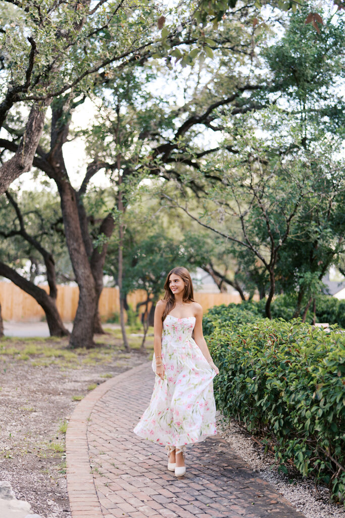 Editorial-inspired Austin senior photo at Mattie’s captured on 35mm film