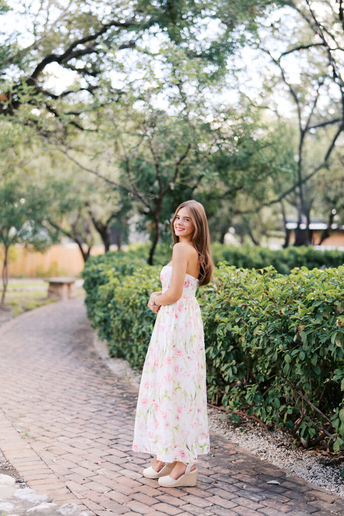 Editorial-inspired Austin senior photo at Mattie’s captured on 35mm film