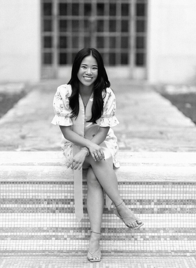 University of Texas graduation photos around campus landmarks