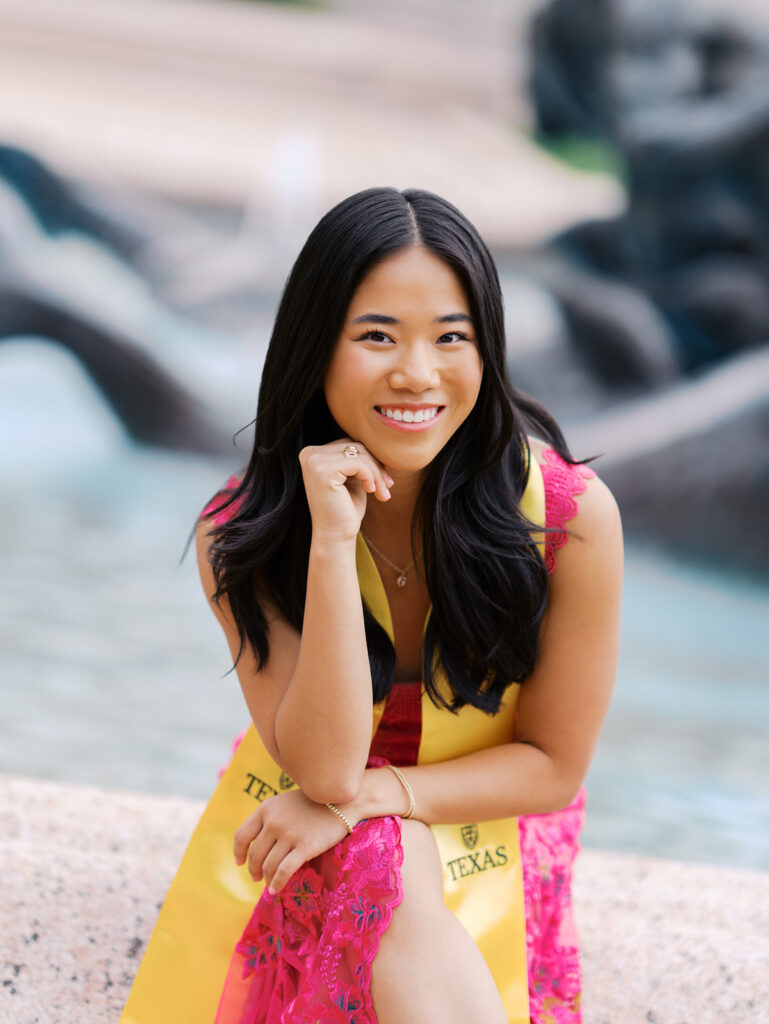 University of Texas graduation photos around campus landmarks