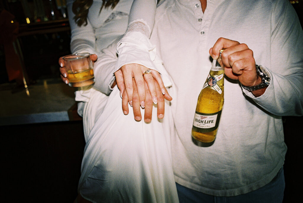 Dive bar engagement session in Austin, Texas at Seven Grand Austin