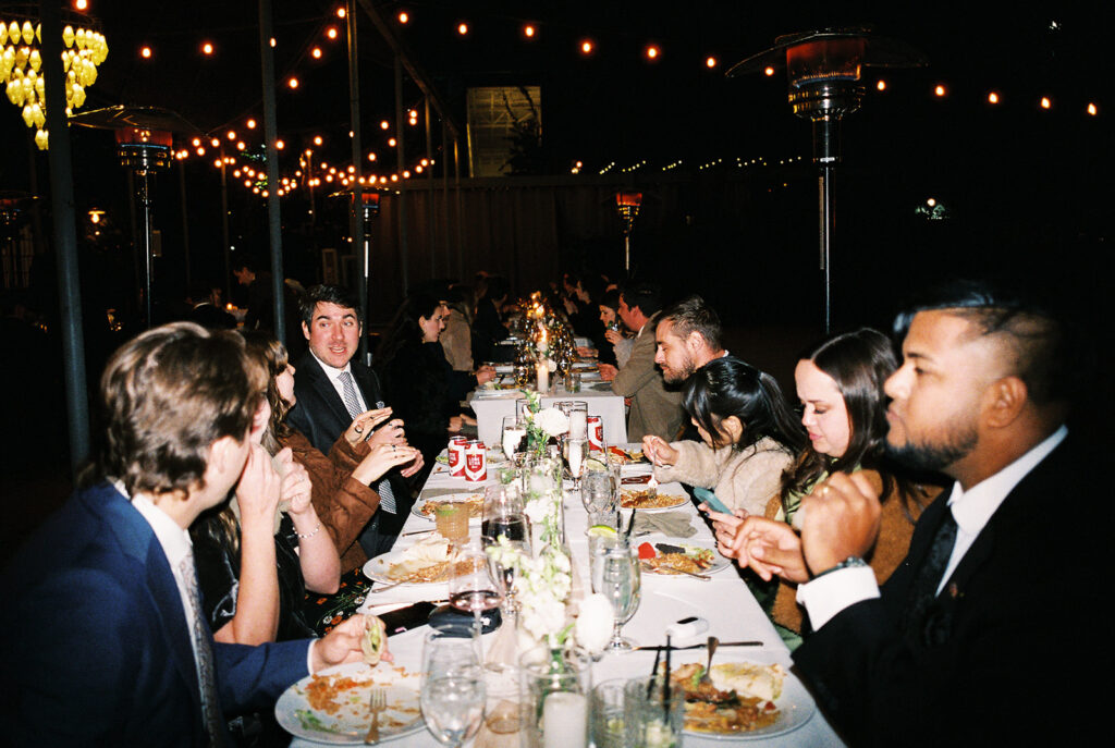 Candid moments from a November wedding at Springdale Station in Austin on film