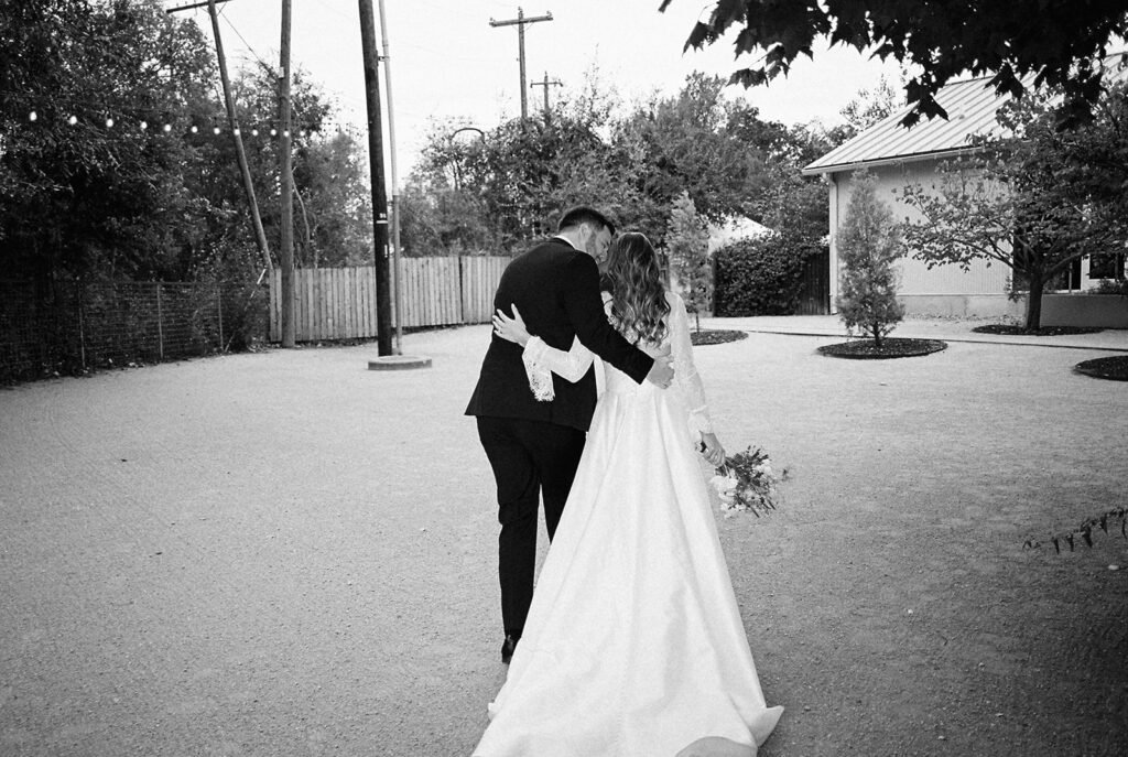 Outdoor wedding celebration at Springdale Station on film