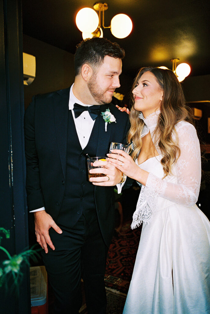 Outdoor wedding celebration at Springdale Station on film