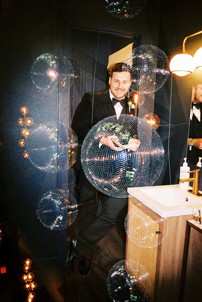 Outdoor wedding celebration at Springdale Station on film