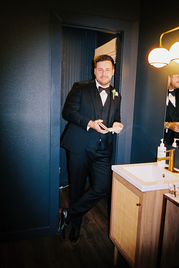 Outdoor wedding celebration at Springdale Station on film