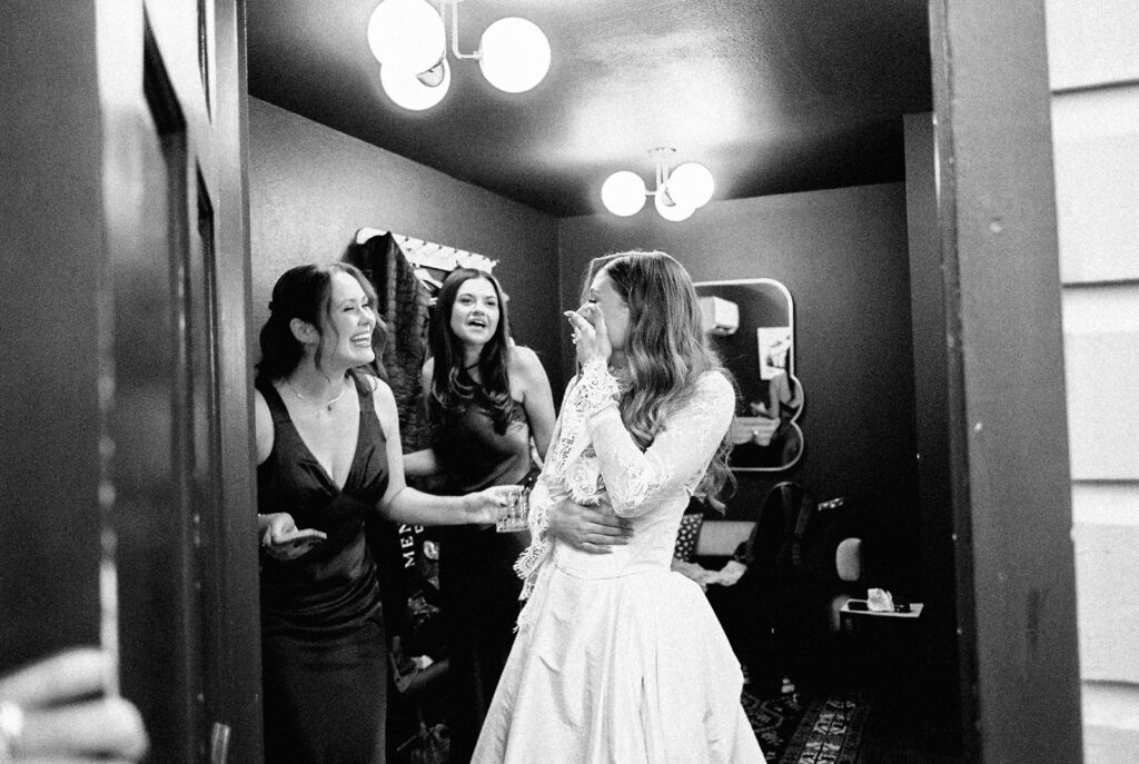 Outdoor wedding celebration at Springdale Station on film