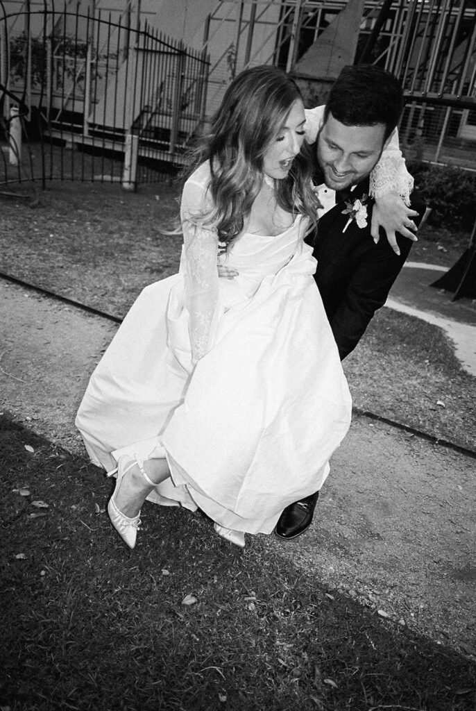 Emotional first look during an intimate wedding in Austin, Texas photographed on film