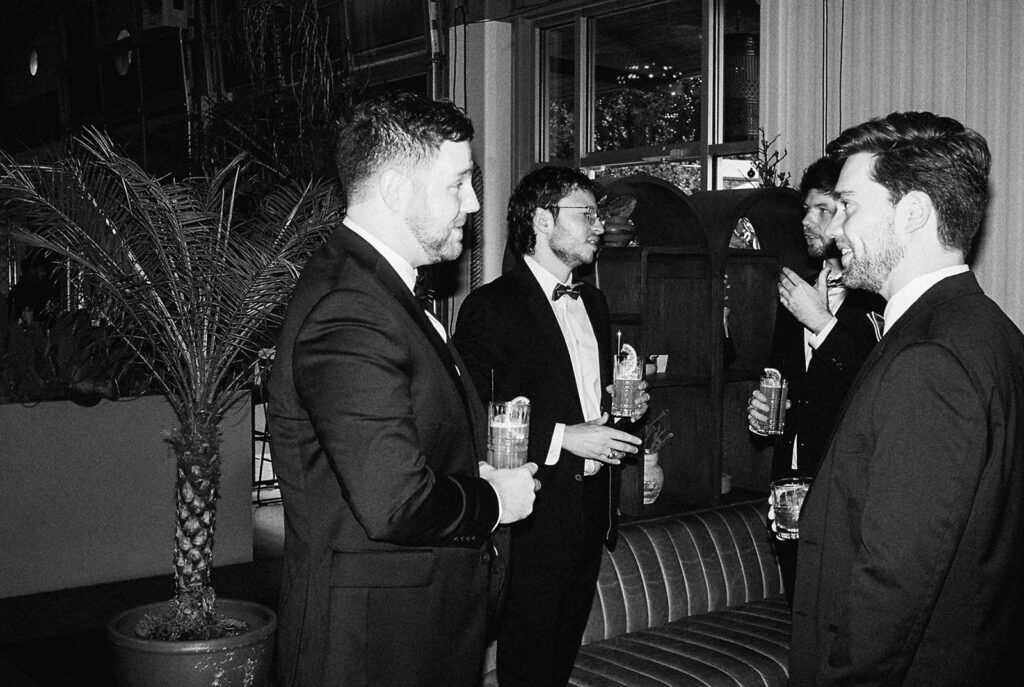 wedding party portrait outdoors at Springdale Station wedding venue