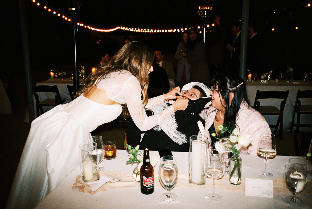 Candid moments from a November wedding at Springdale Station in Austin on film
