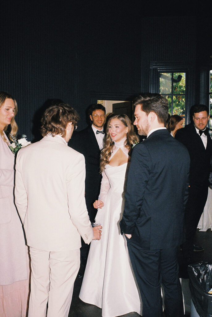 Candid moments from a November wedding at Springdale Station in Austin on film