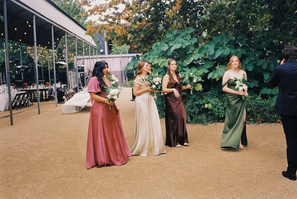 wedding party portrait outdoors at Springdale Station wedding venue