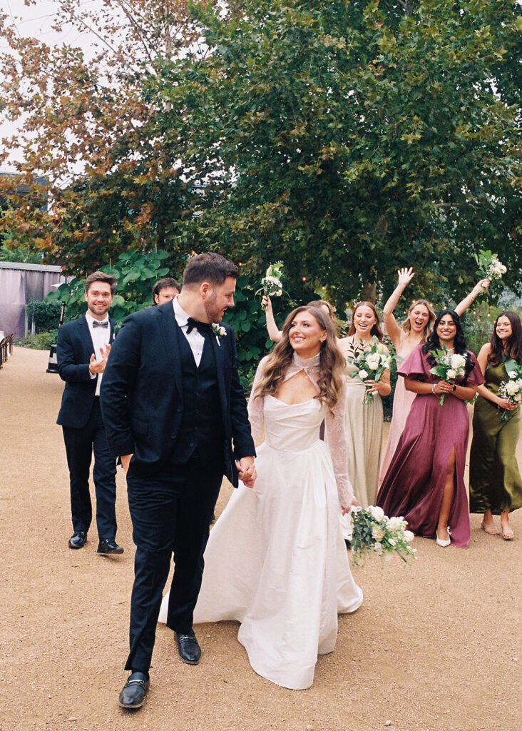 wedding party portrait outdoors at Springdale Station wedding venue