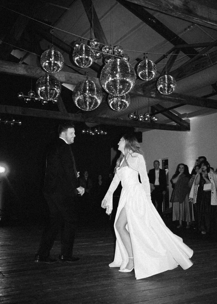 Guests dancing during a lively wedding reception in Austin, Texas