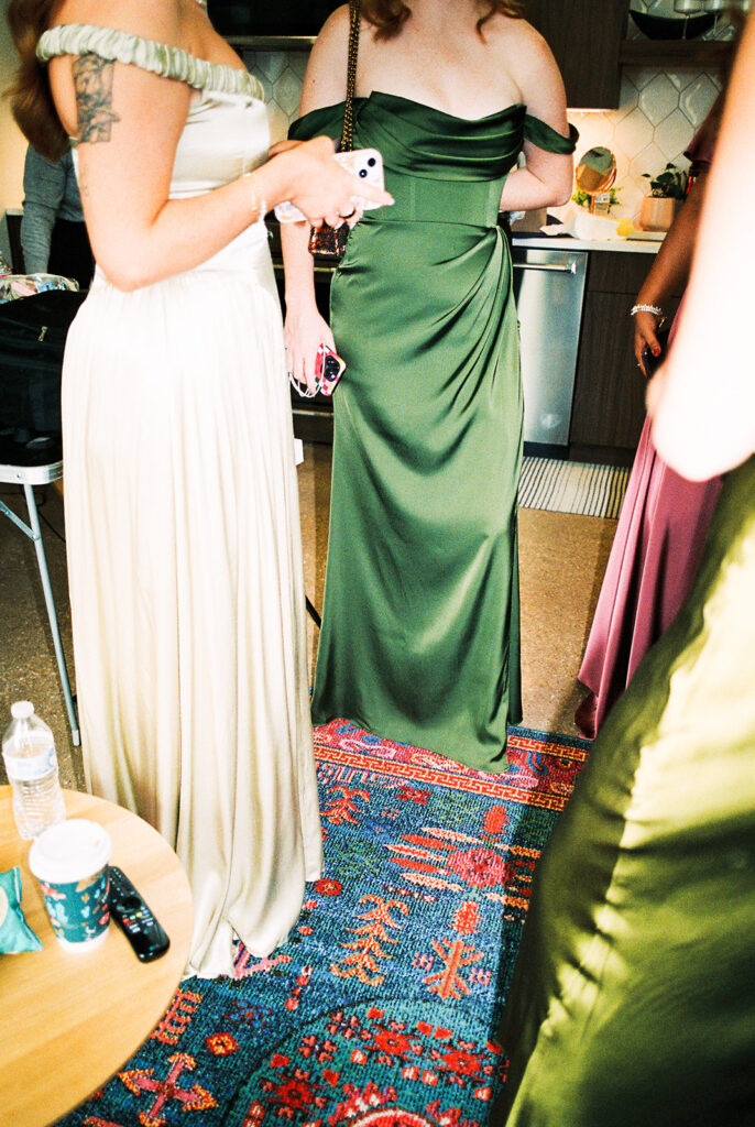 Candid moments from a November wedding at Springdale Station in Austin on film