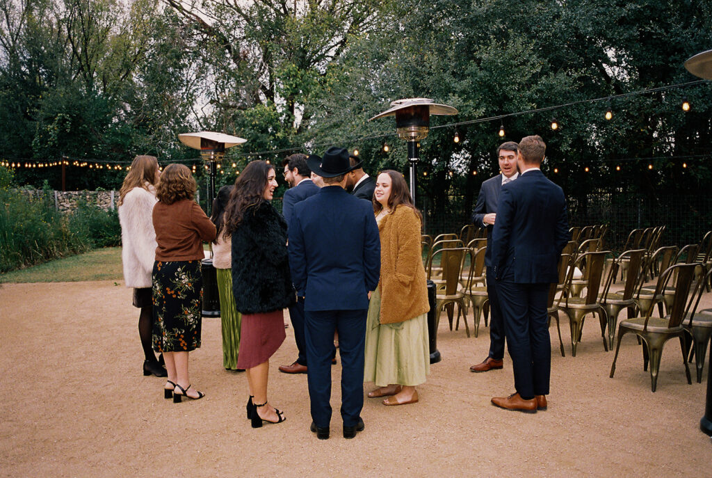 Candid moments from a November wedding at Springdale Station in Austin on film