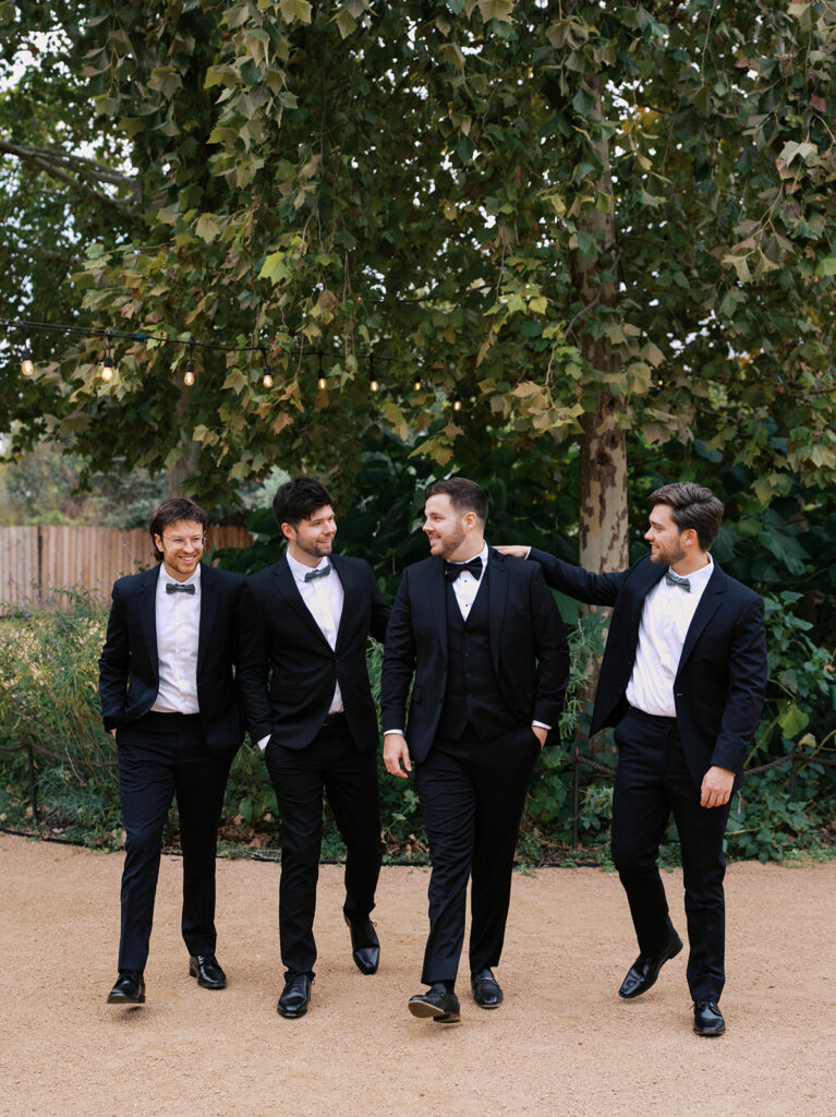 wedding party portrait outdoors at Springdale Station wedding venue