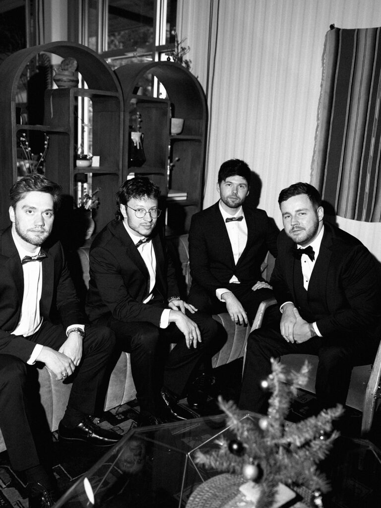 wedding party portrait outdoors at Springdale Station wedding venue