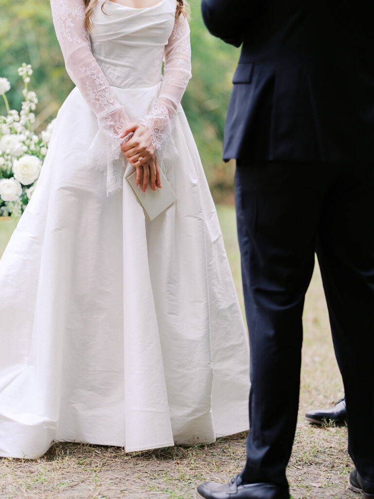 Outdoor wedding ceremony at Springdale Station on a November day
