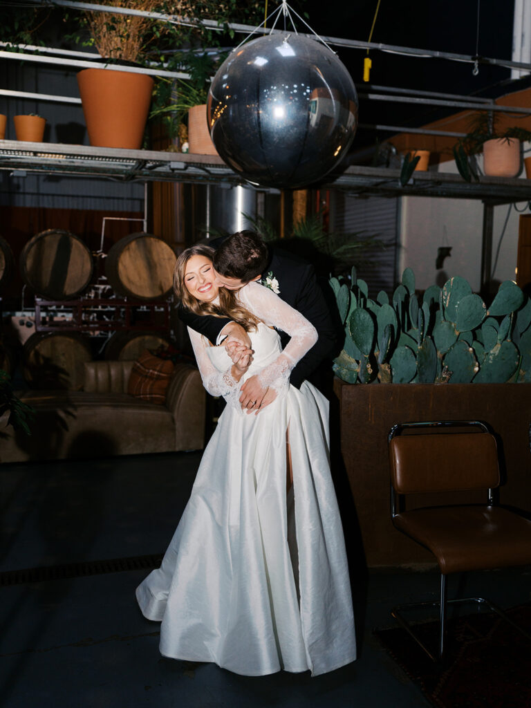 Joyful wedding reception with dancing at Springdale Station