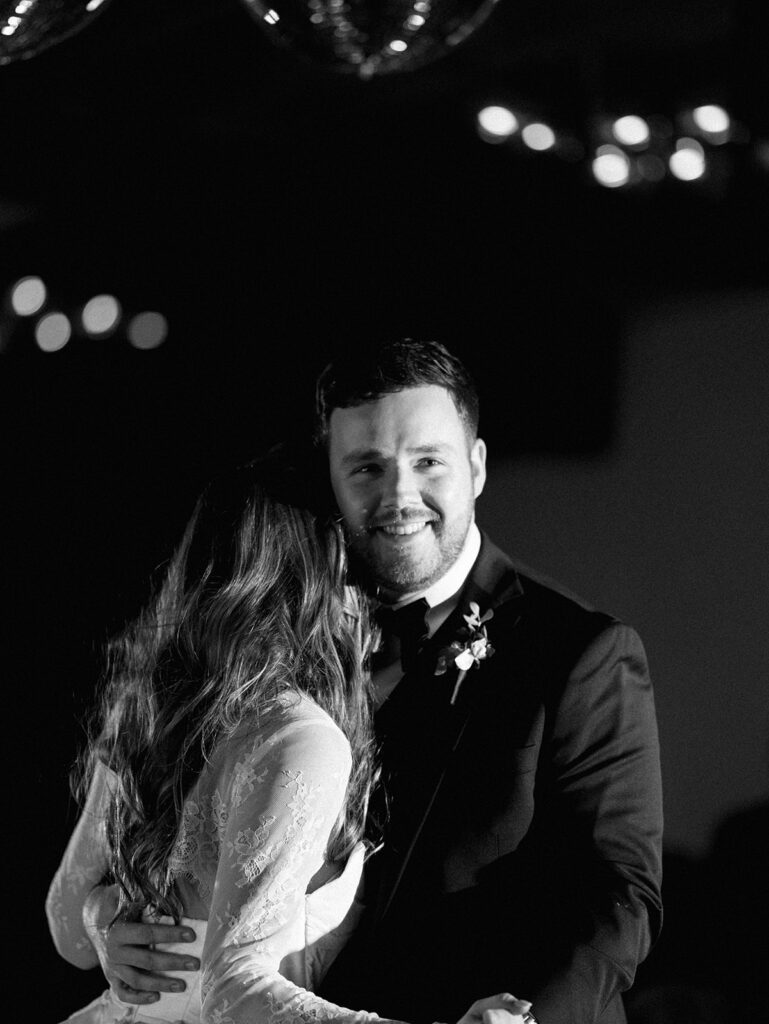 Guests dancing during a lively wedding reception in Austin, Texas