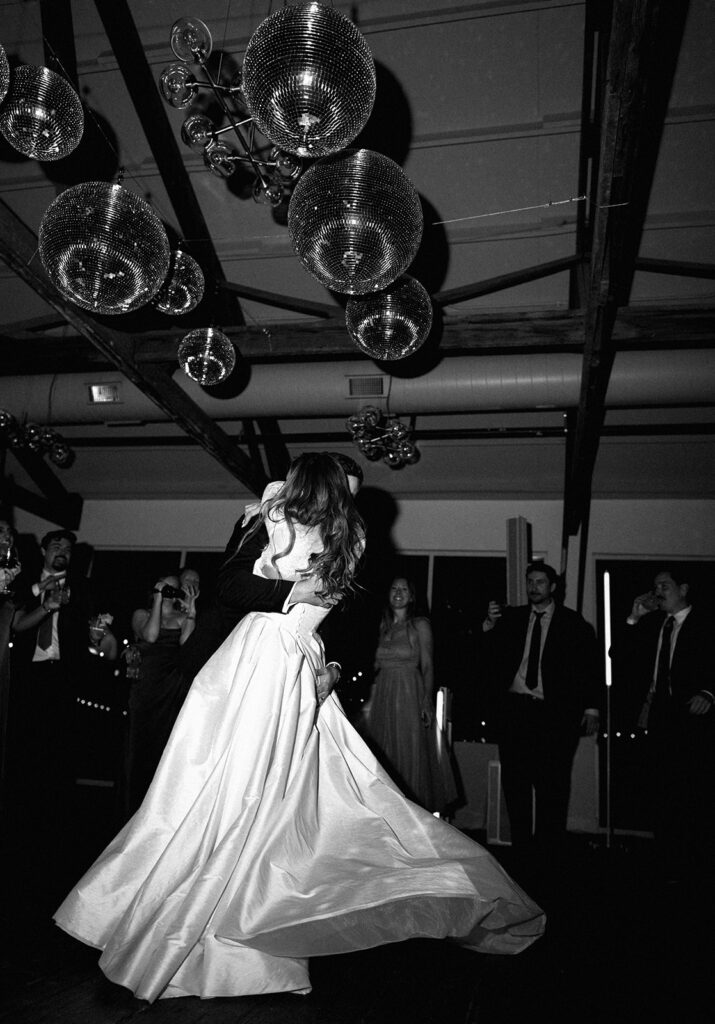 Guests dancing during a lively wedding reception in Austin, Texas