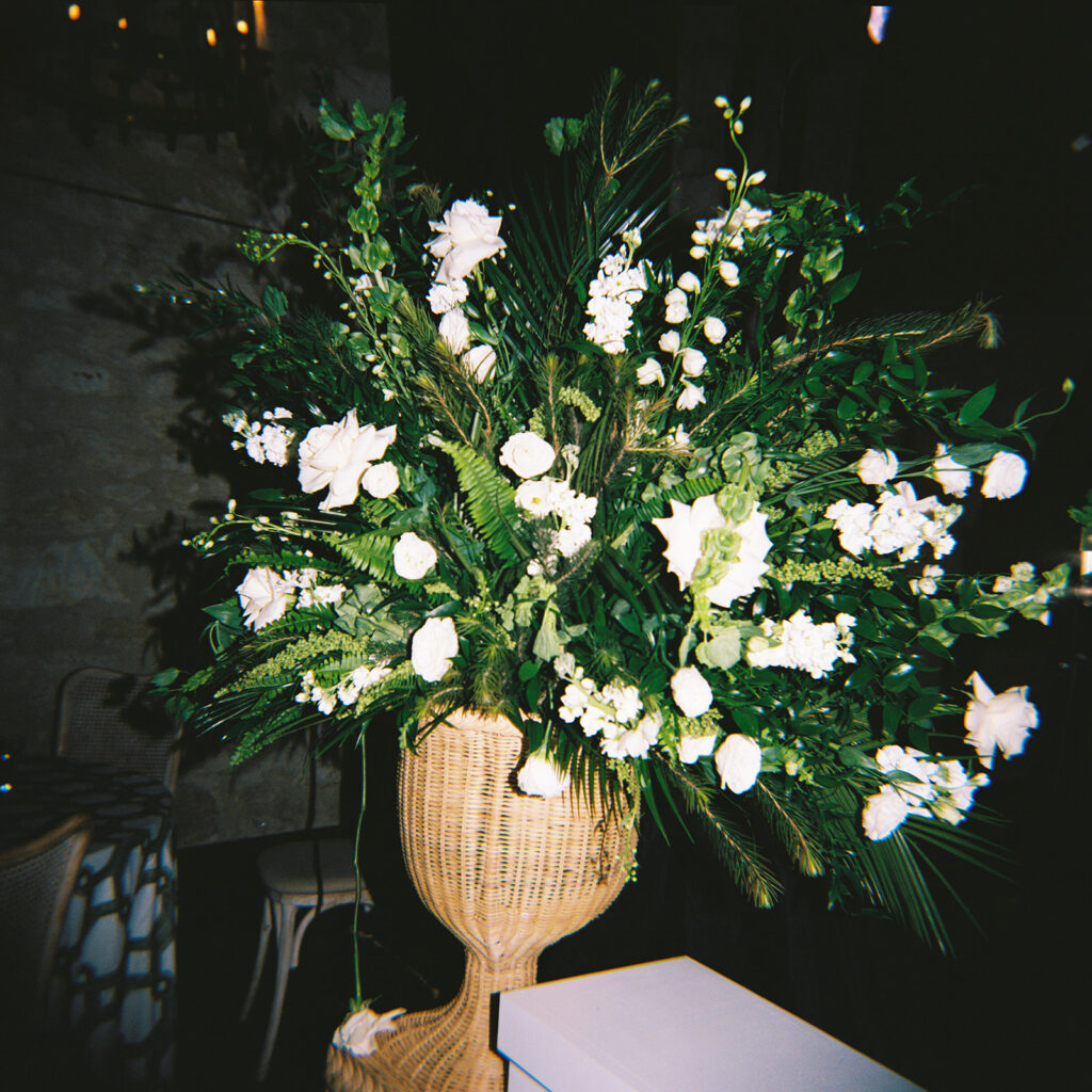 Winter wedding reception at the Southwest School of Art with candlelit ambiance