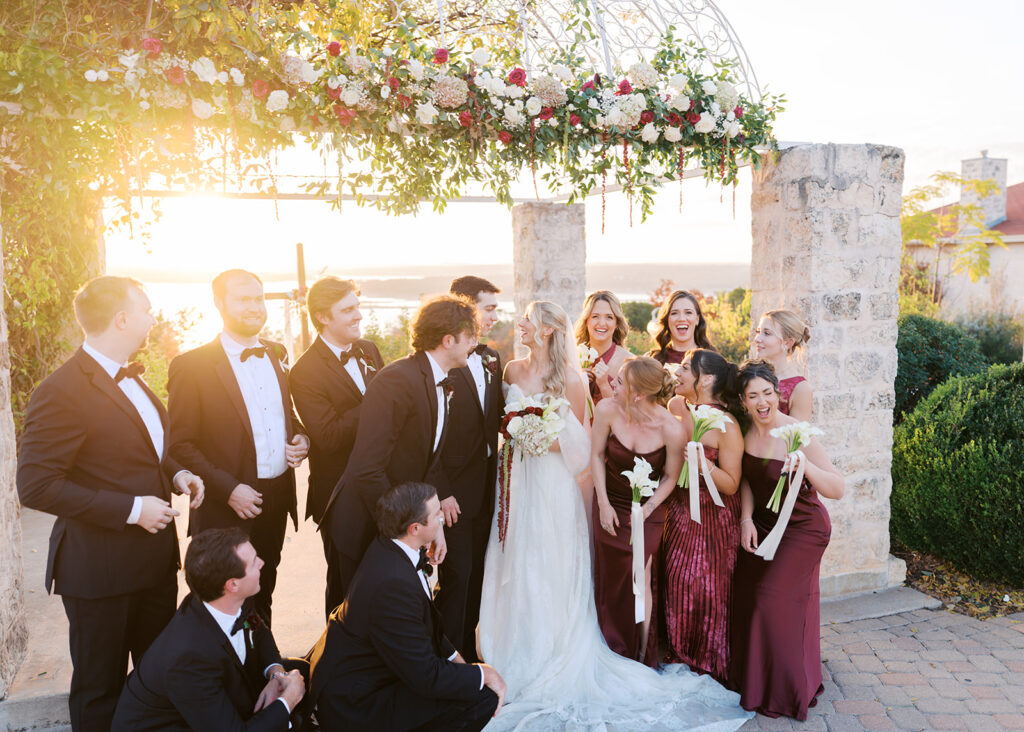 Austin wedding party portraits captured on 35mm film