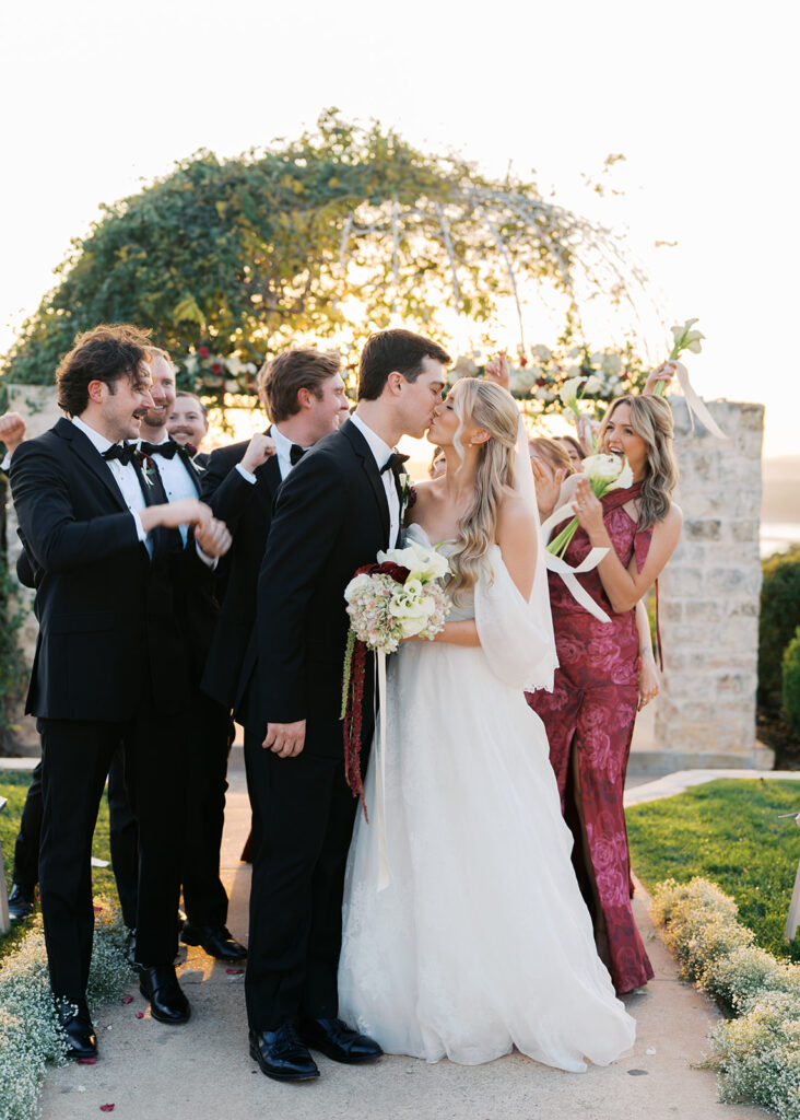 Austin wedding party portraits captured on 35mm film