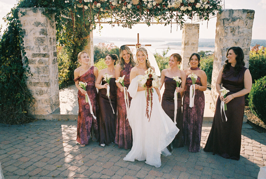 Austin wedding party portraits captured on 35mm film