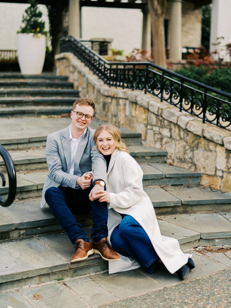 Garden engagement photos at the Dallas Arboretum in winter