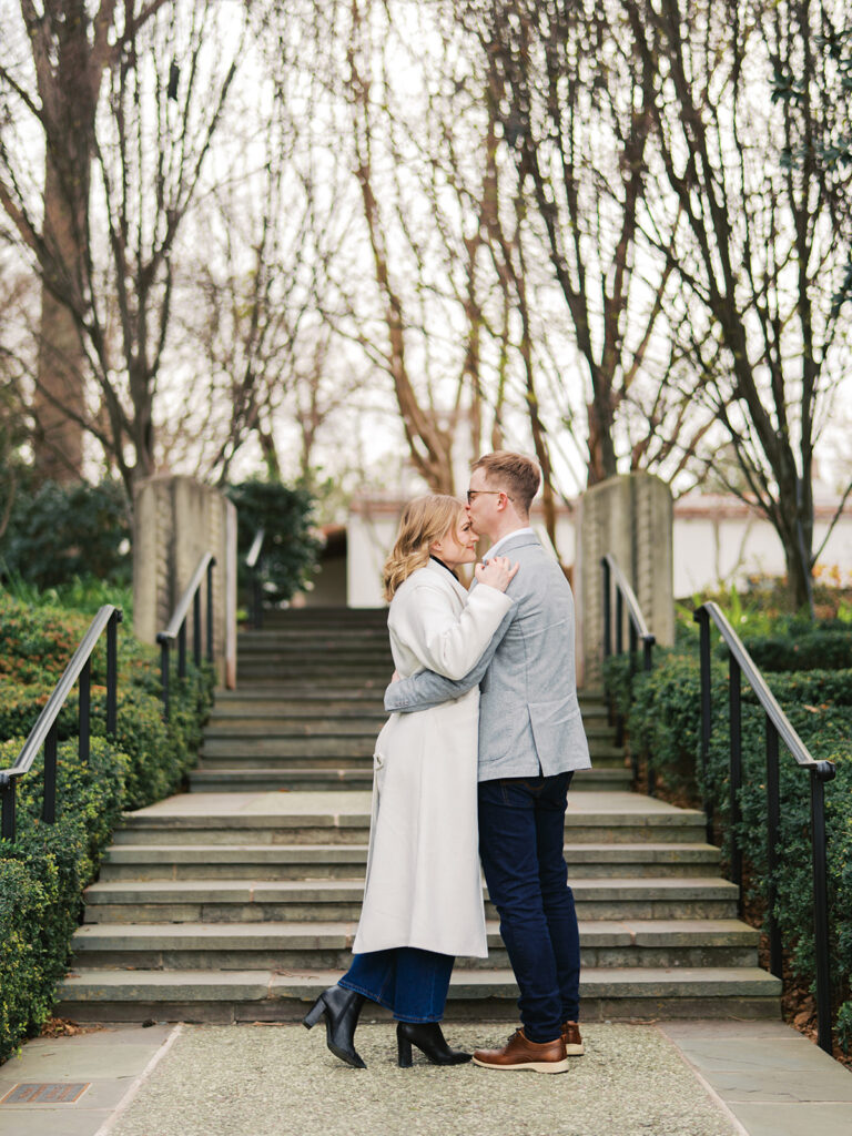 Garden engagement photos at the Dallas Arboretum in winter