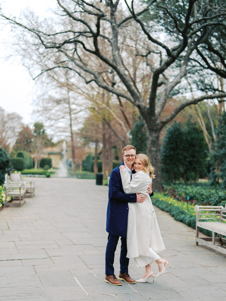 Winter engagement photos at the Dallas Arboretum in Dallas, Texas
