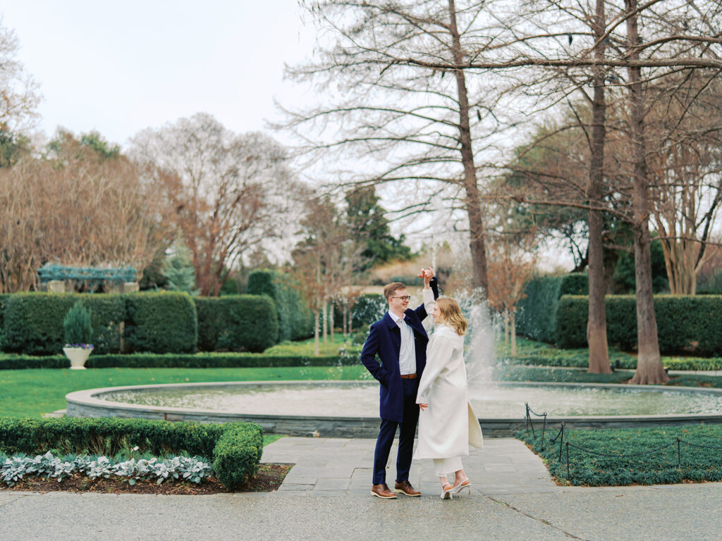 Winter engagement photos at the Dallas Arboretum in Dallas, Texas